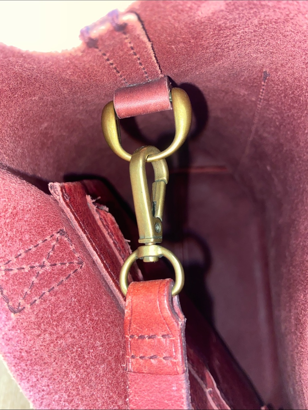 Madewell Essential Leather Tote Bucket Bag Handbag Totebag Mahogany 12”x13.5” - Picture 16 of 16